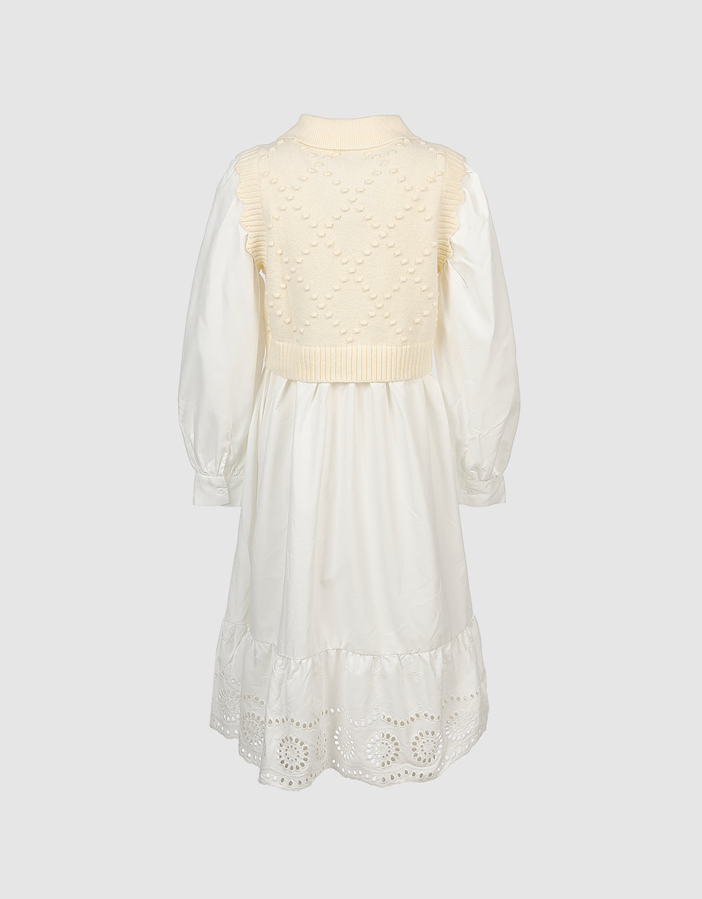 Combination Cat Embroidered Knit Dress