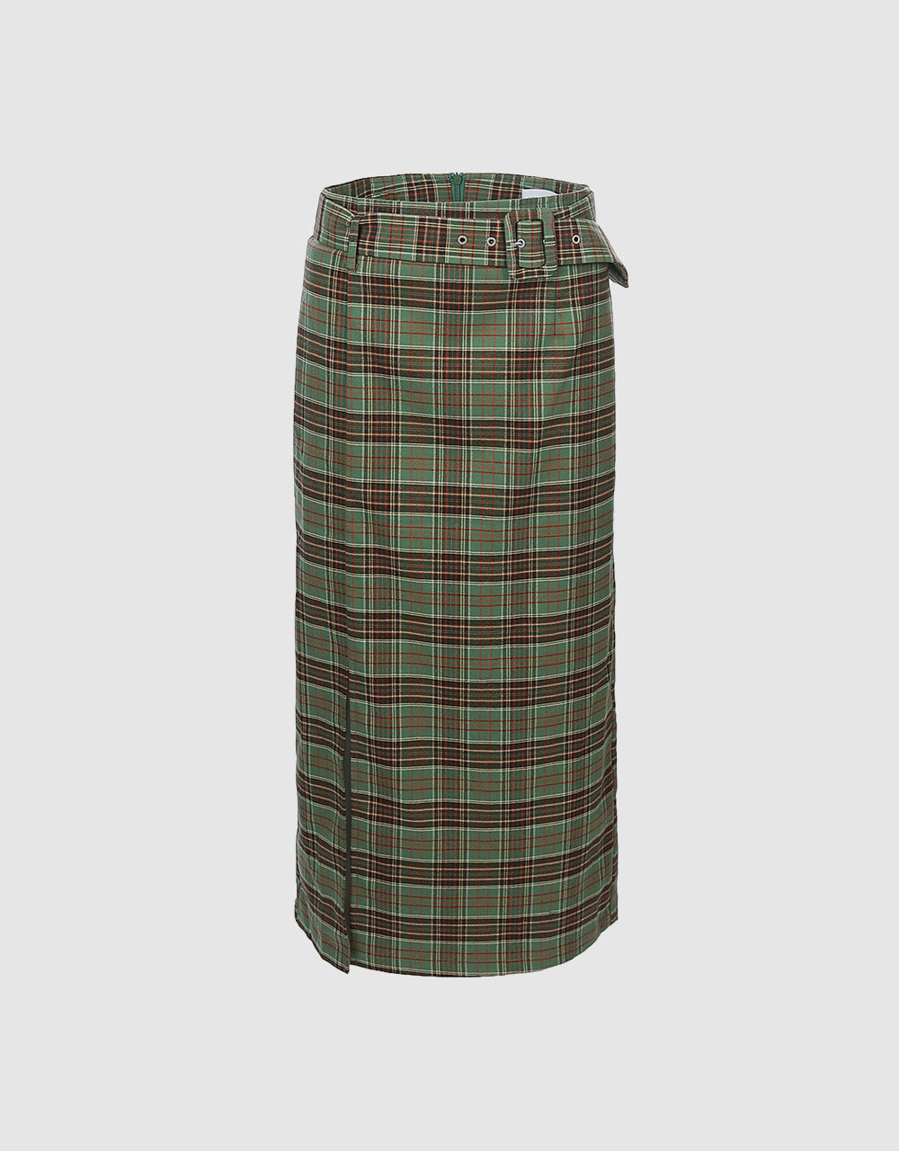 Plaid Belted Maxi Skirt