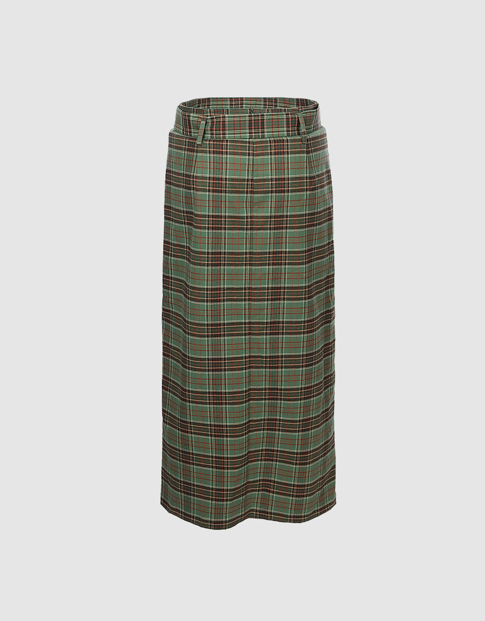 Plaid Belted Maxi Skirt