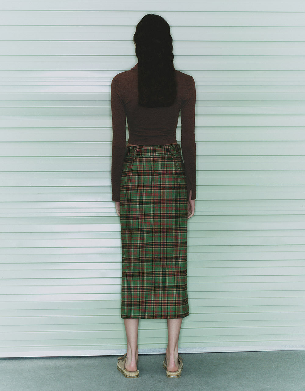 Plaid Belted Maxi Skirt