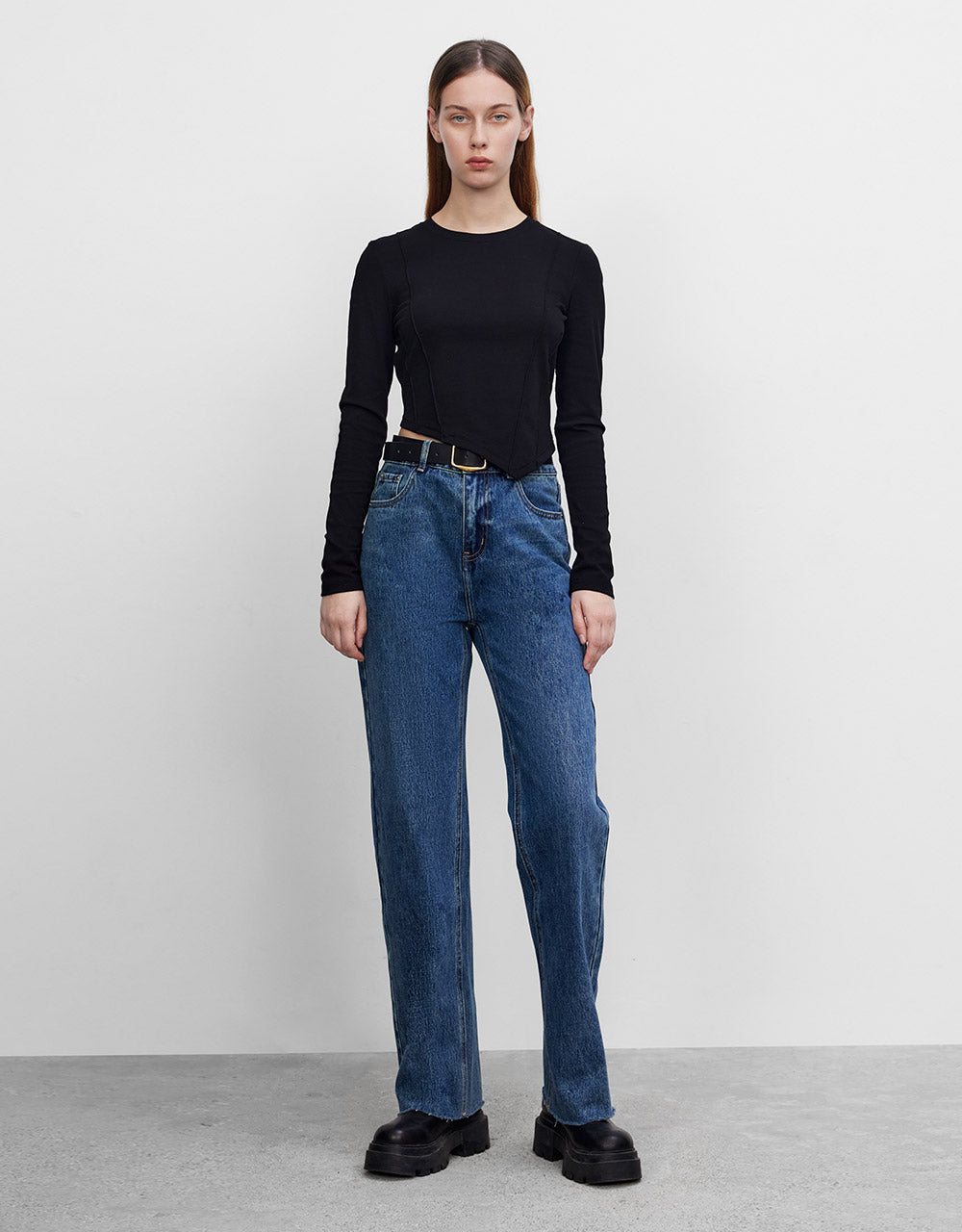 Raw Trim Straight Jeans