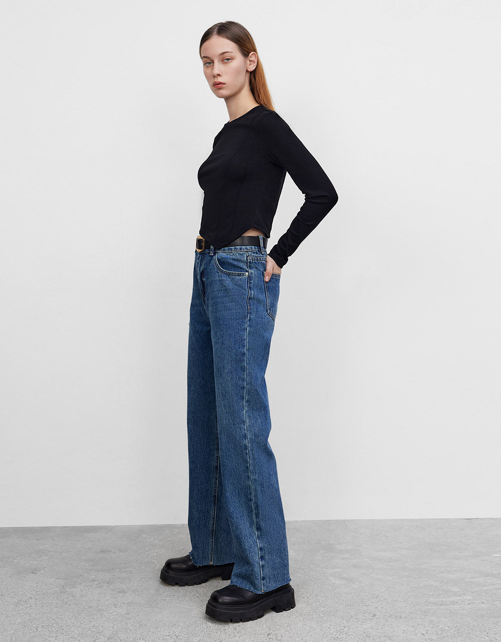 Raw Trim Straight Jeans