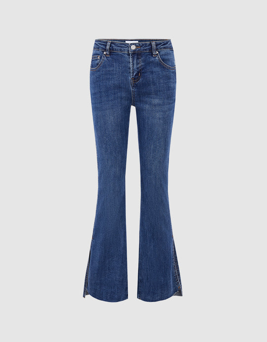Raw Hem Flare Jeans