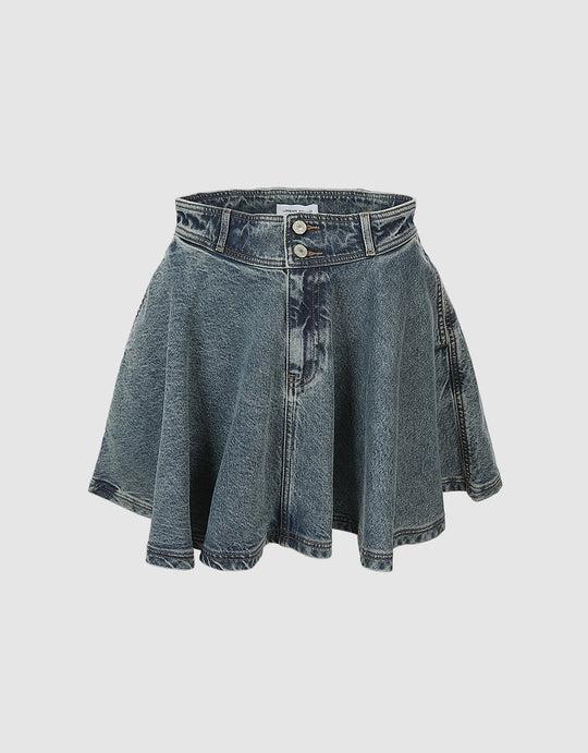 High Waist Denim Mini Skirt