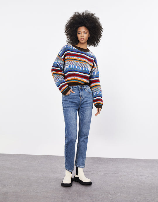 Mid Waist Straight Jeans