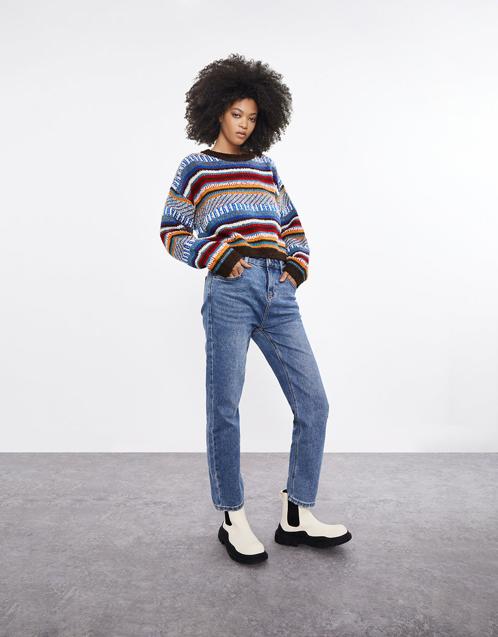 Mid Waist Straight Jeans