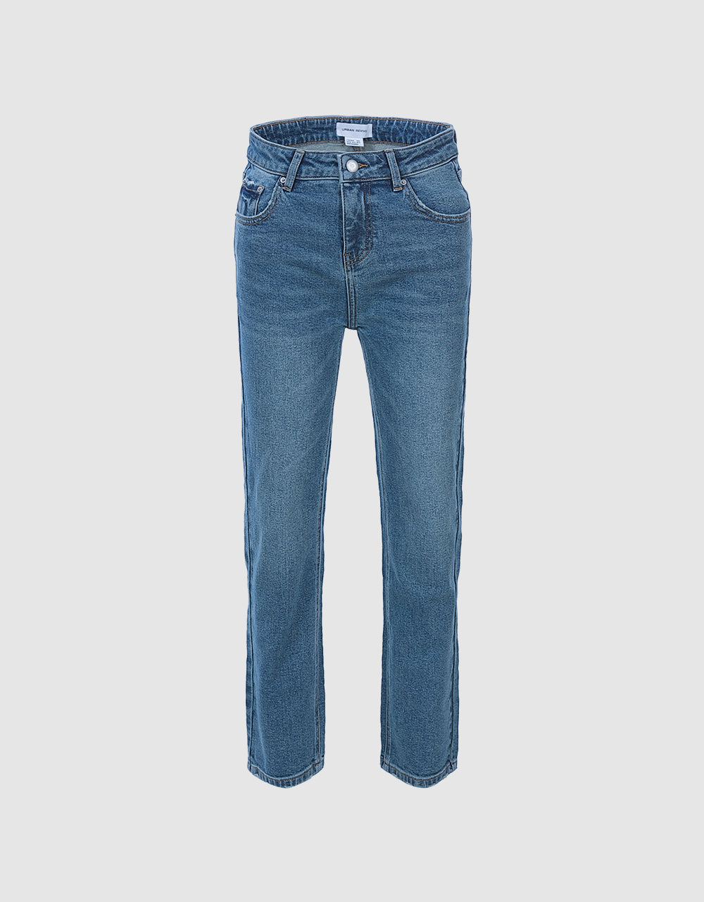 Mid Waist Straight Jeans