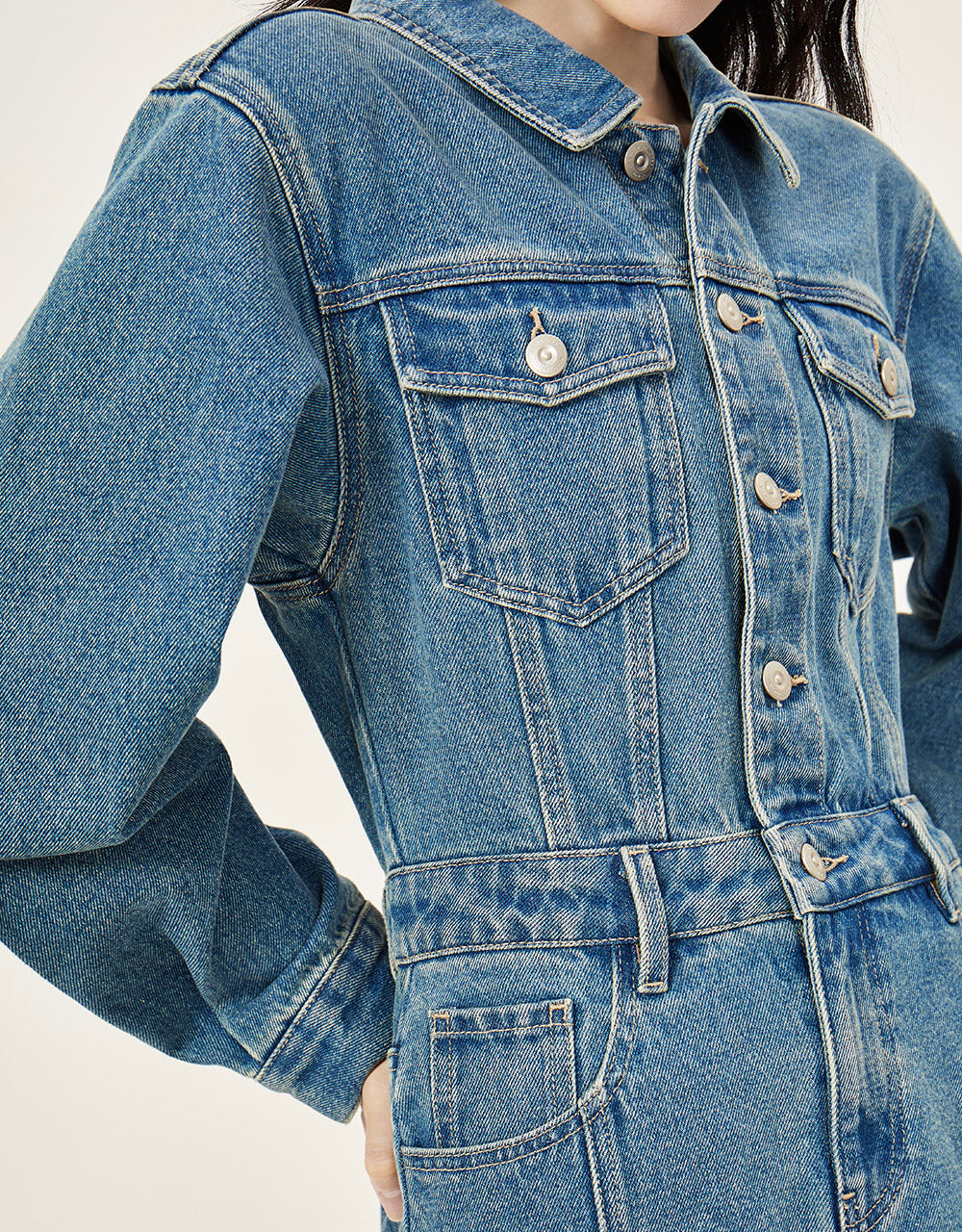 Slit Hem Denim Dress