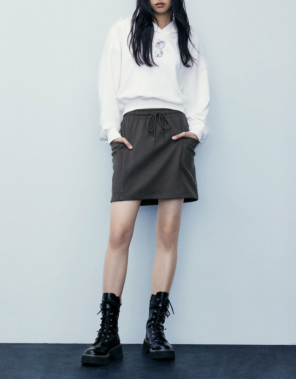 Elastic Waist Mini Skirt
