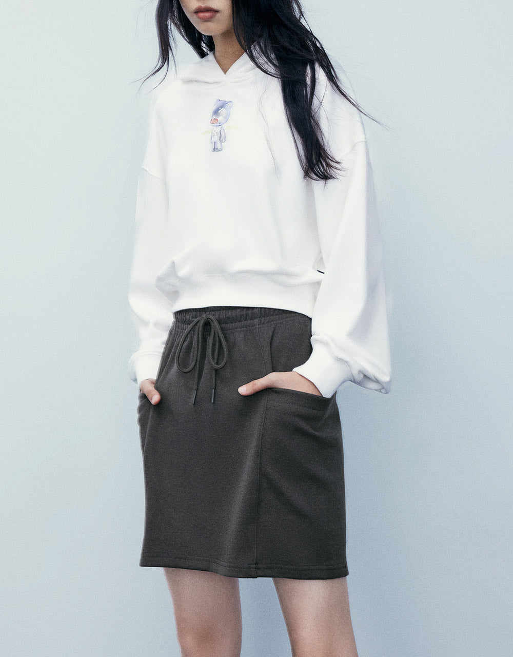 Elastic Waist Mini Skirt