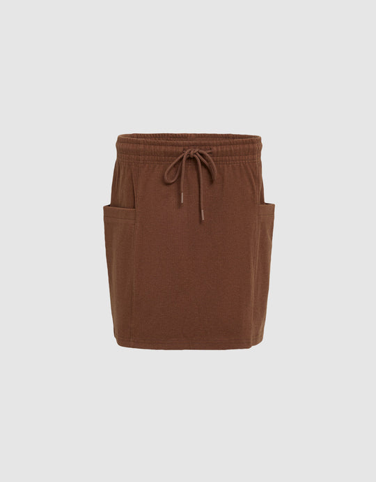 Elastic Waist Mini Skirt