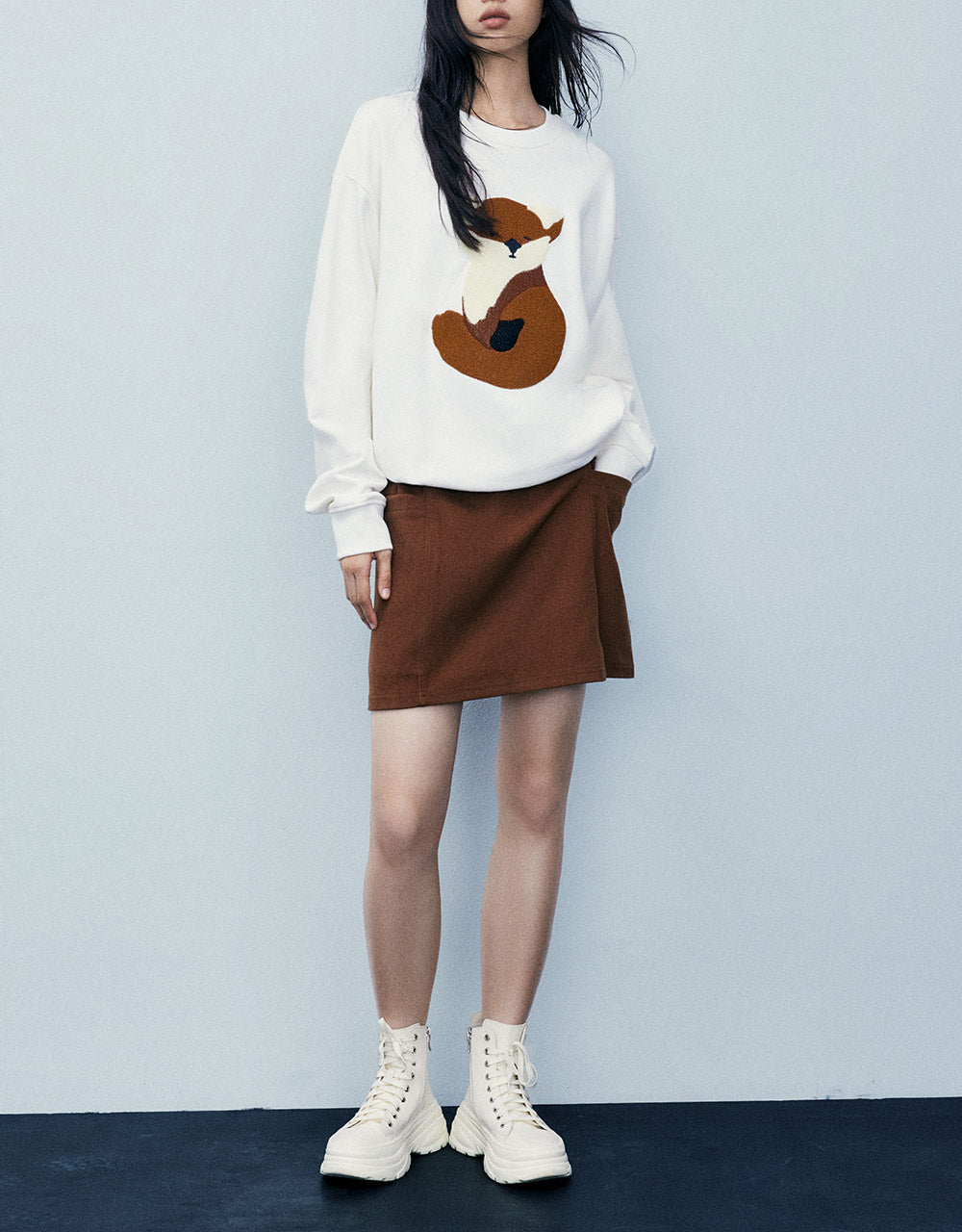 Elastic Waist Mini Skirt
