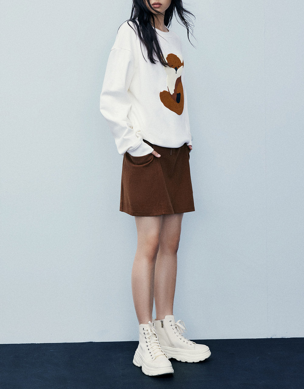 Elastic Waist Mini Skirt