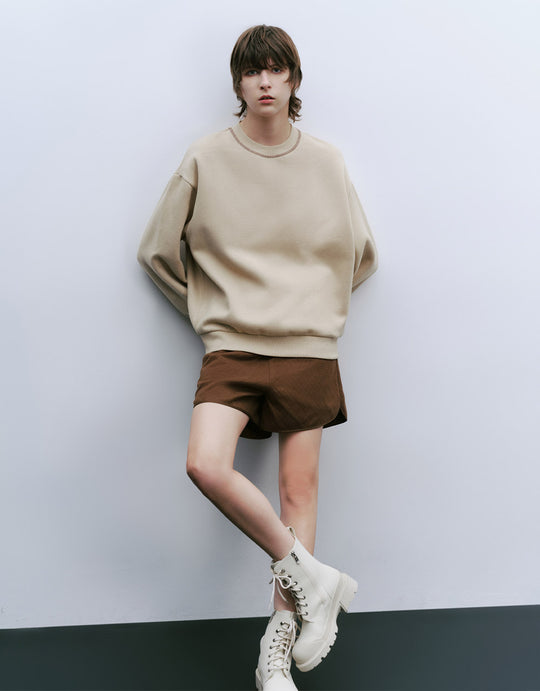 Paperbag Waist Textured Shorts