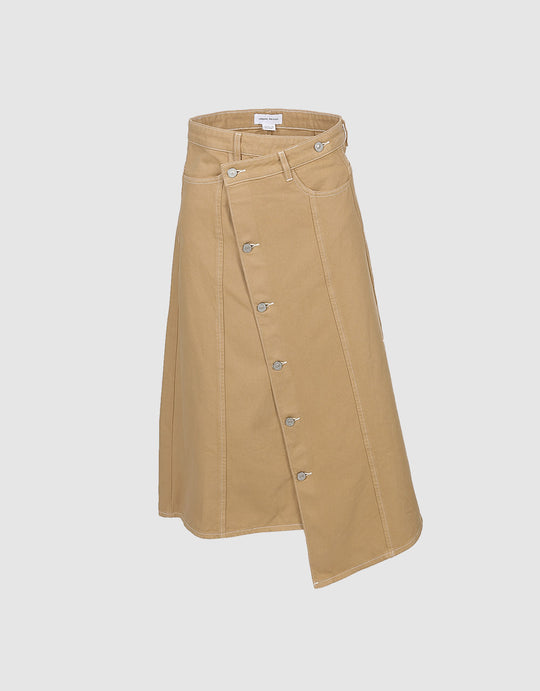 Asymmetrical Hem Wrap Midi Skirt
