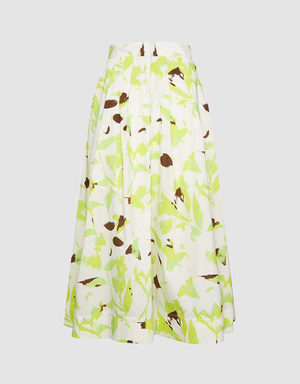 Leaf Print A-Line Skirt