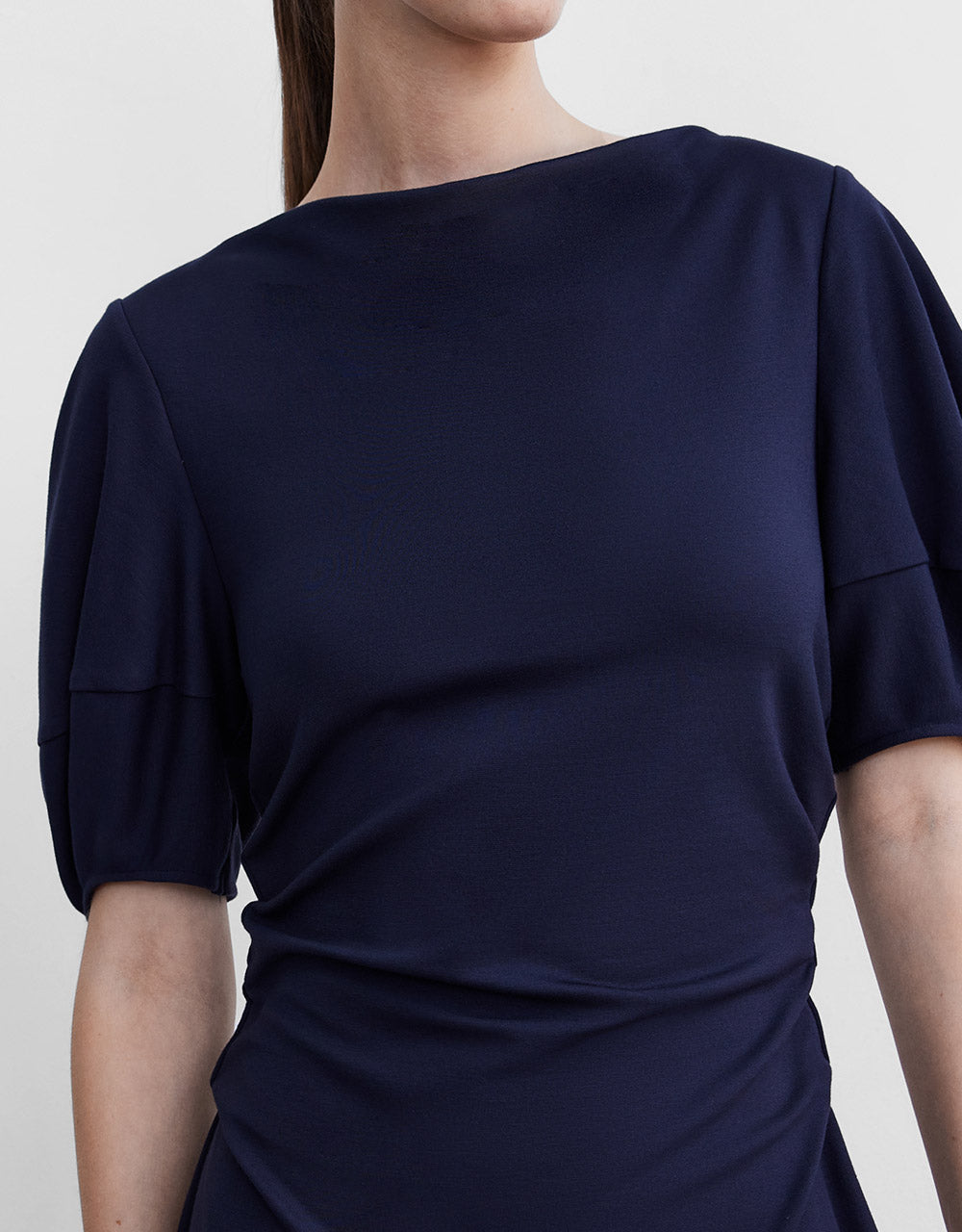 Boat Neck Ruched Dress