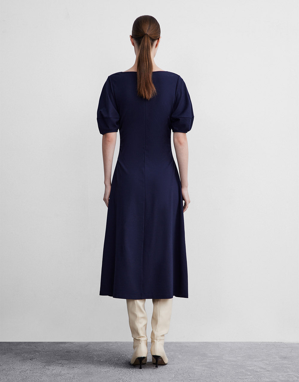 Boat Neck Ruched Dress