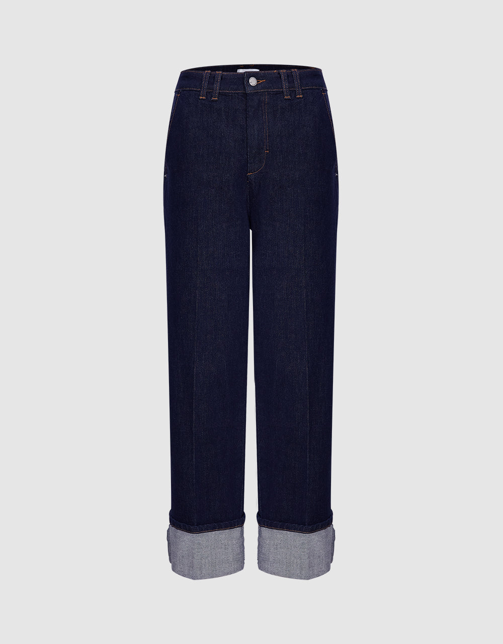 Roll Up Hem Straight Jeans