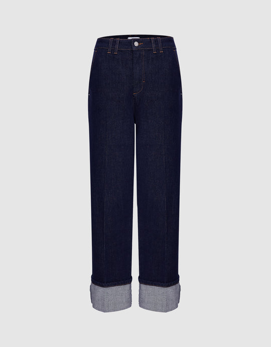Roll Up Hem Straight Jeans