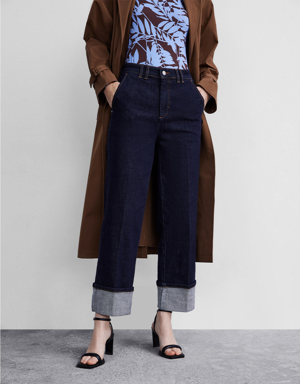 Roll Up Hem Straight Jeans