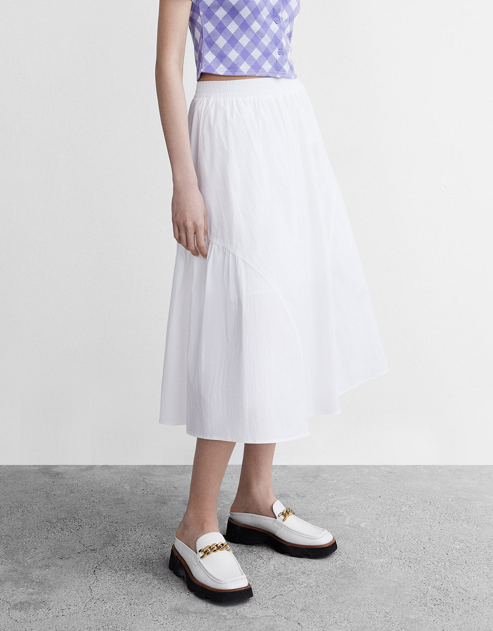 Ruched Cotton Skirt