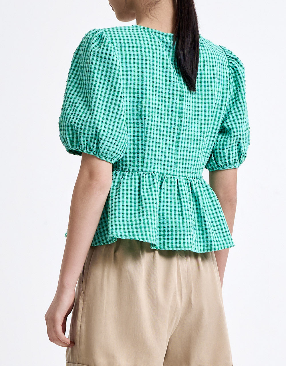 Checkered Peplum Top