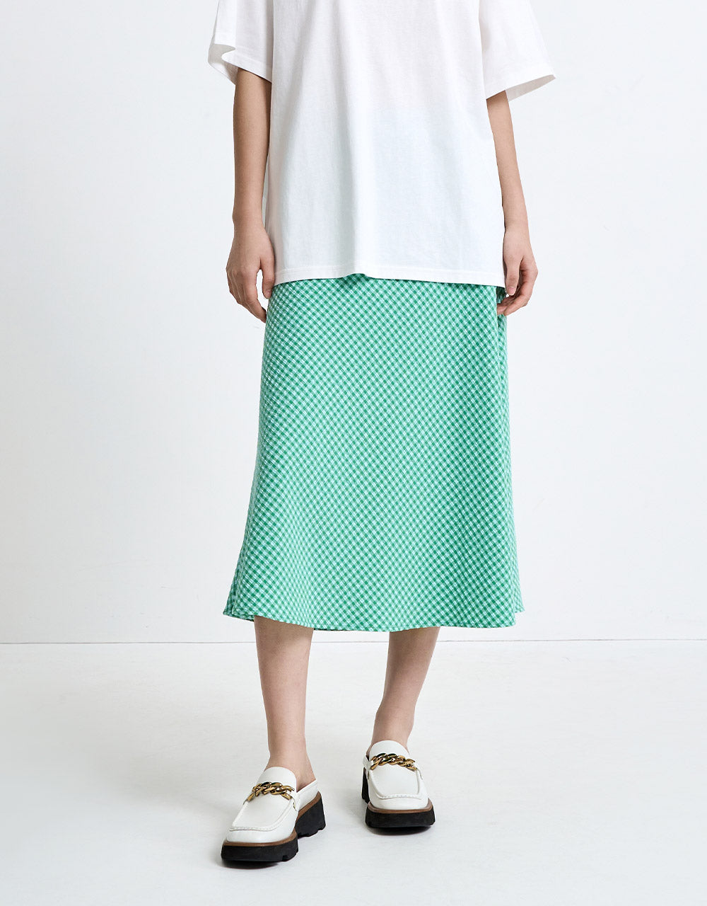 Checkered Midi Skirt