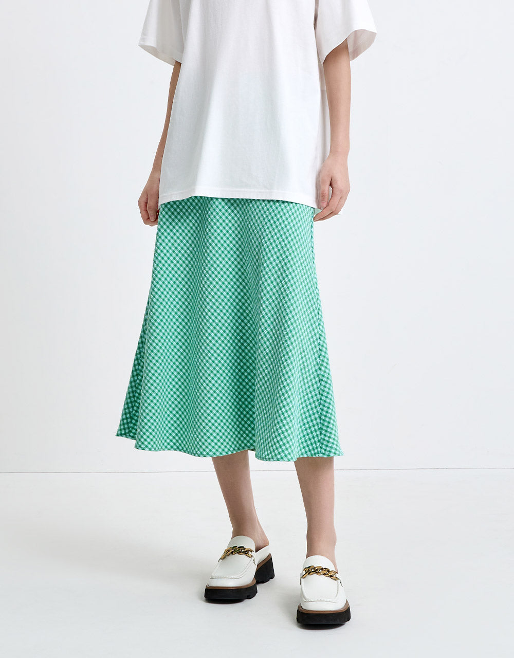 Checkered Midi Skirt