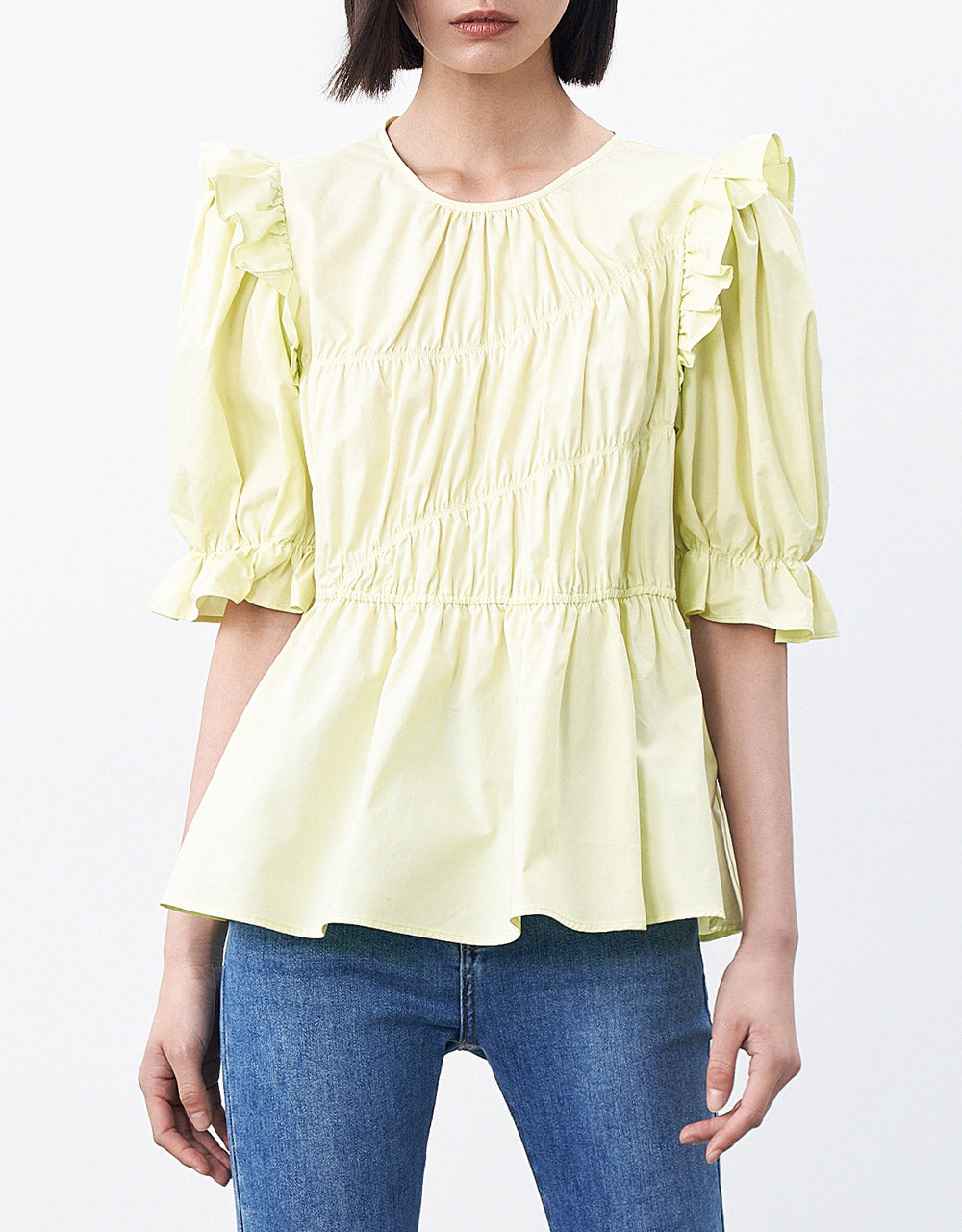 Ruched Ruffle Blouse