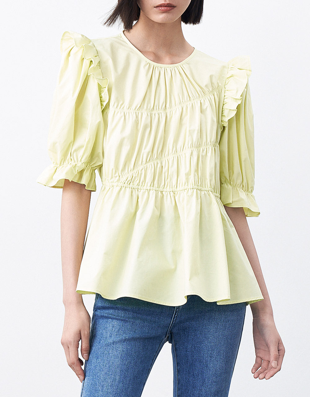 Ruched Ruffle Blouse