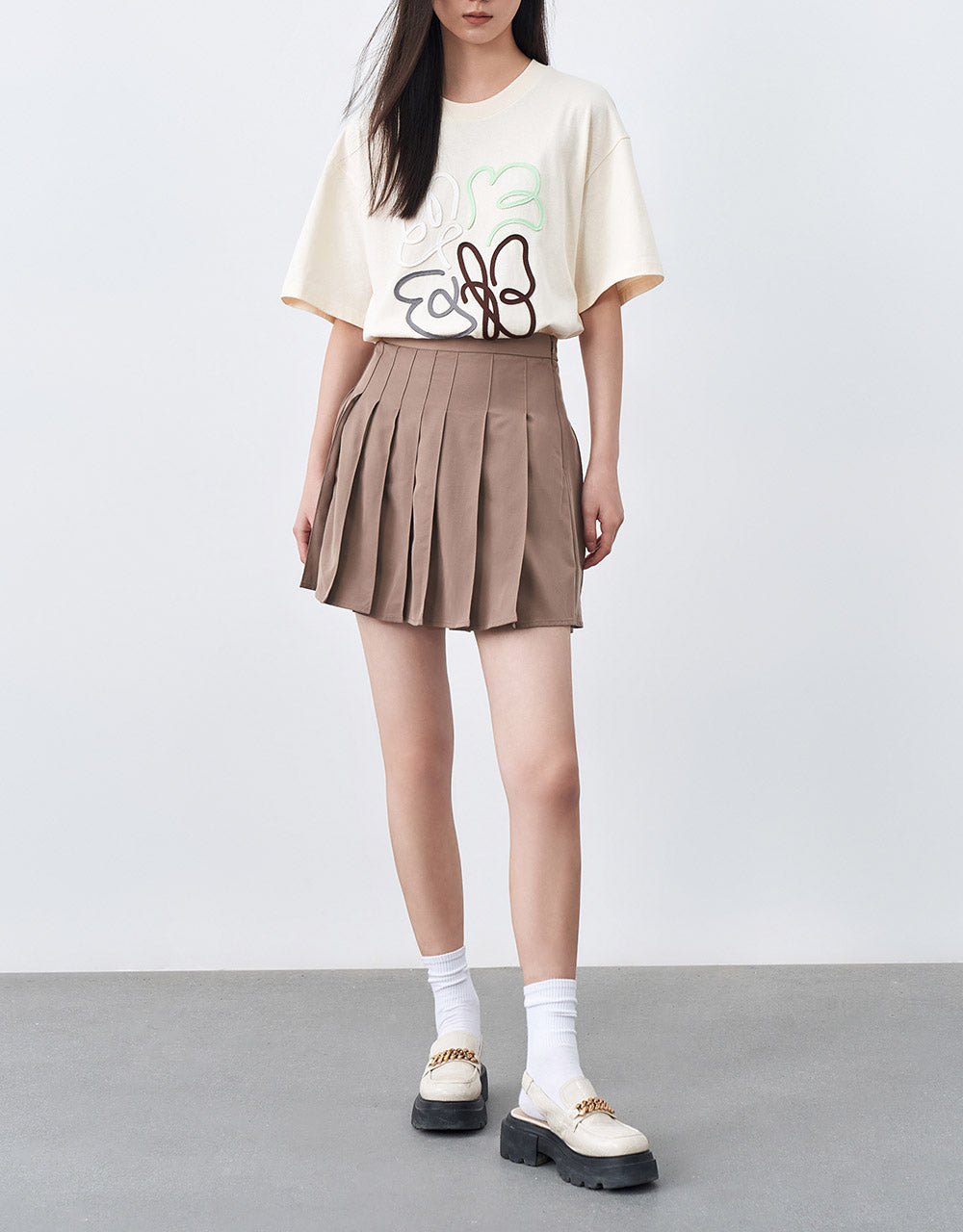 Pleated A-Line Skirt
