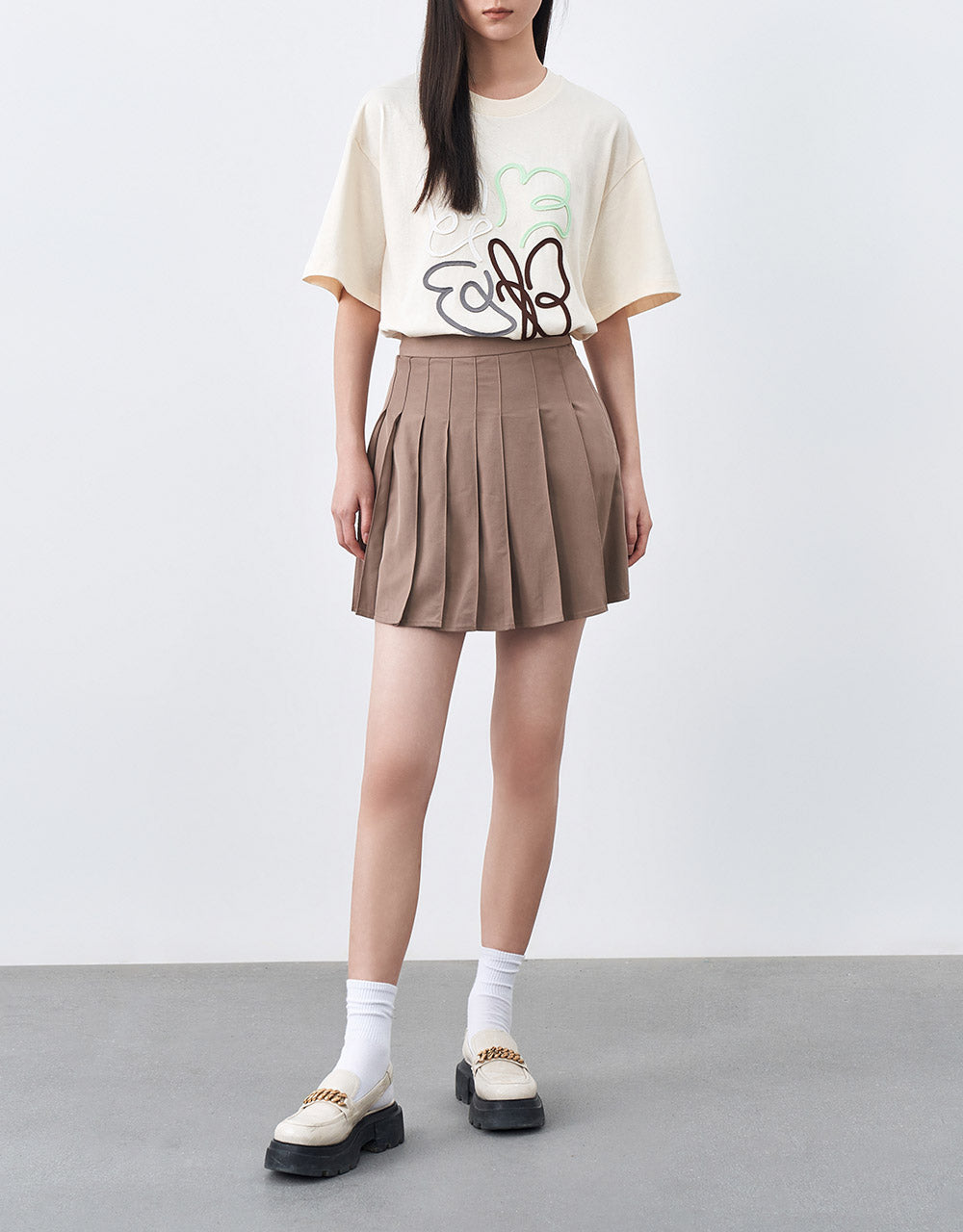 Pleated A-Line Skirt