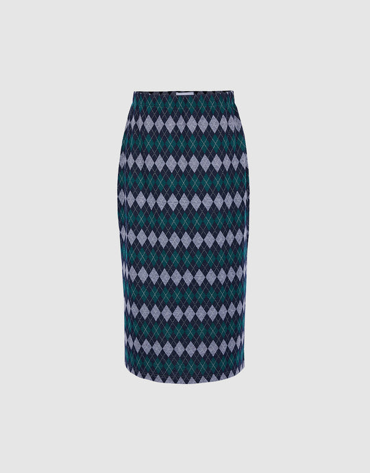 Argyle Print Knit Skirt