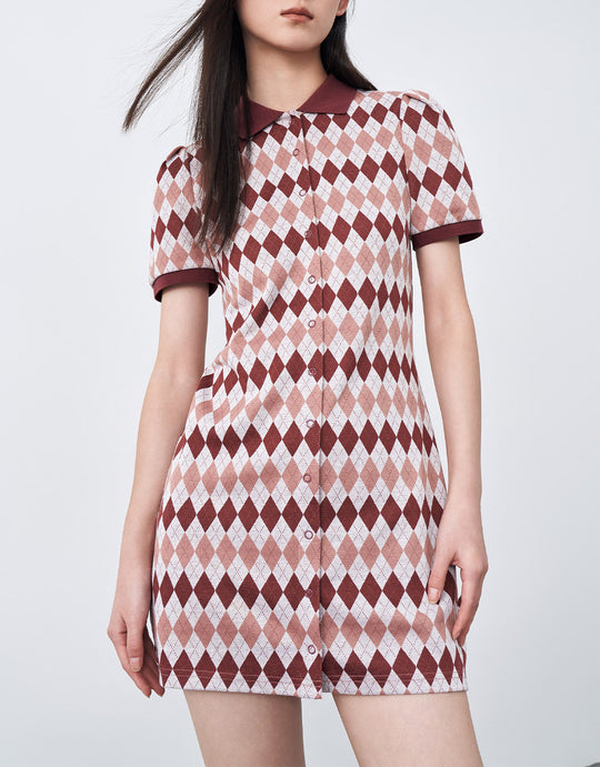 Argyle Print Polo Dress