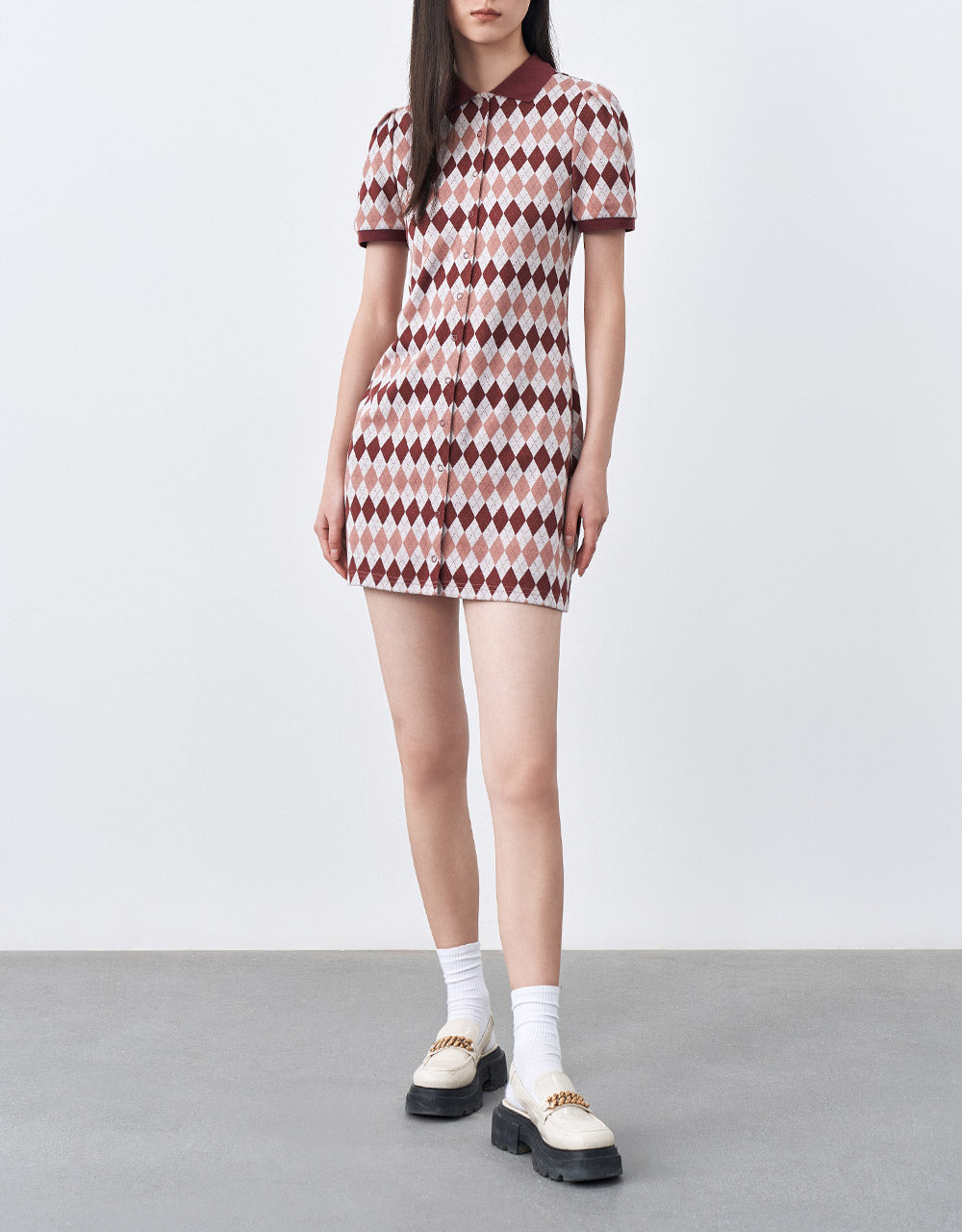 Argyle Print Polo Dress