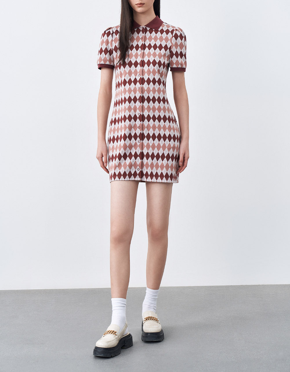Argyle Print Polo Dress