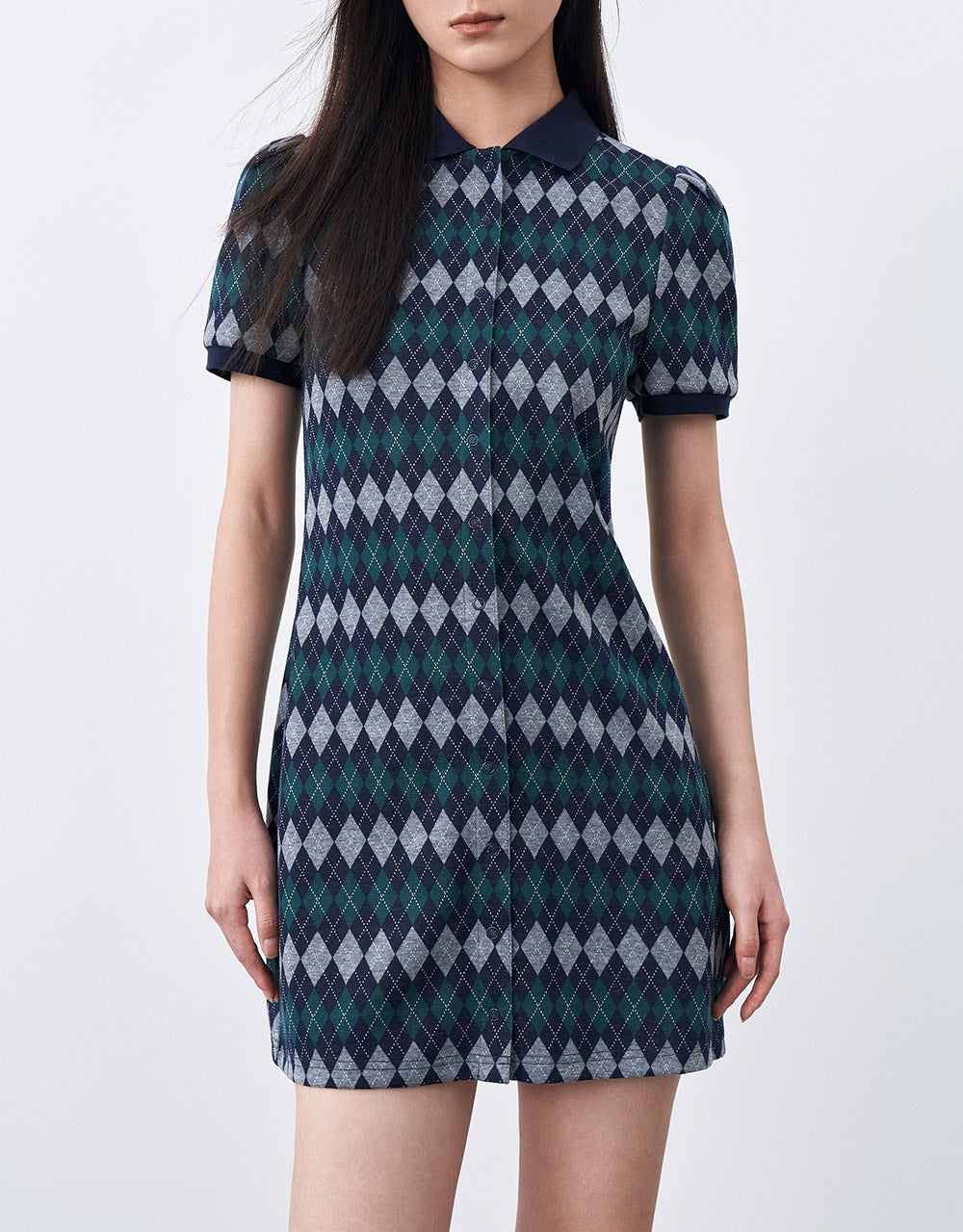 Argyle Print Polo Dress