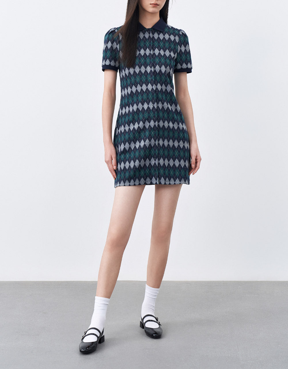 Argyle Print Polo Dress