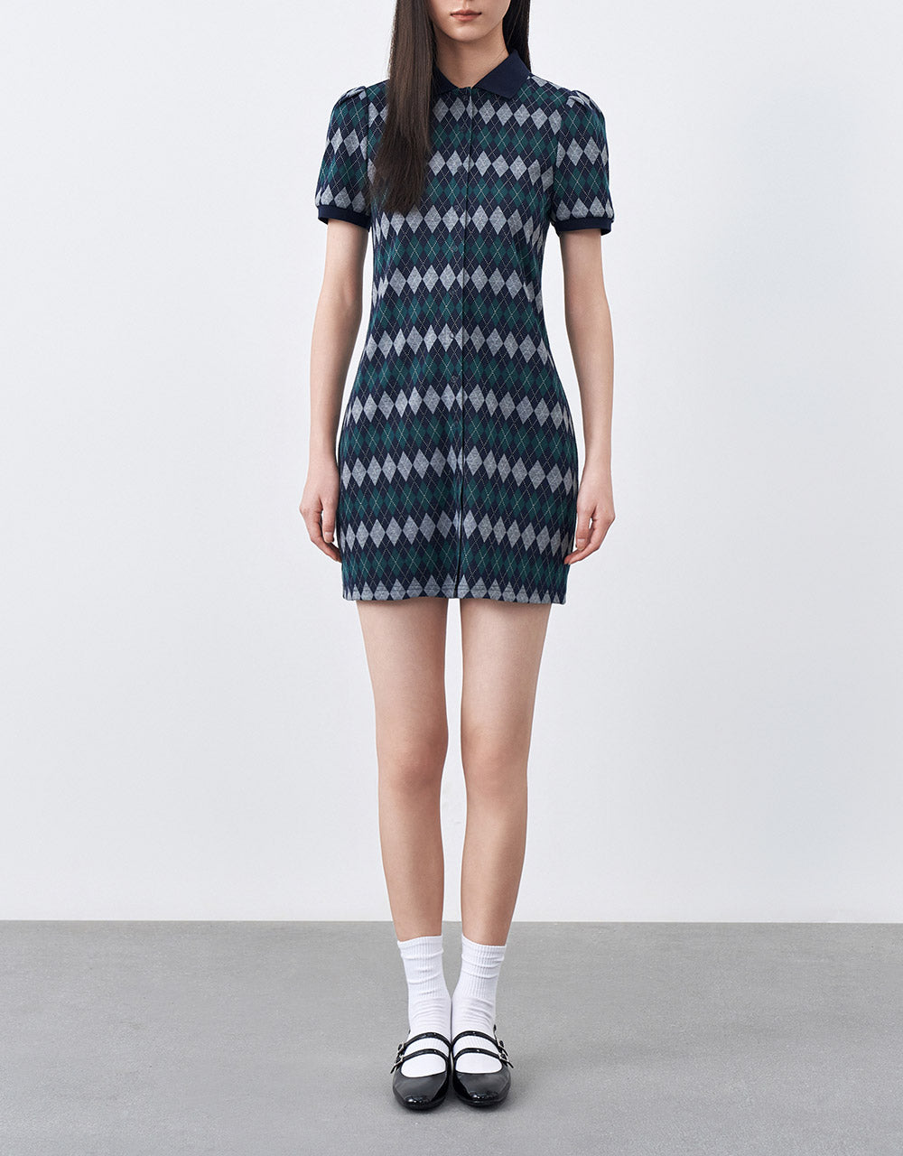 Argyle Print Polo Dress