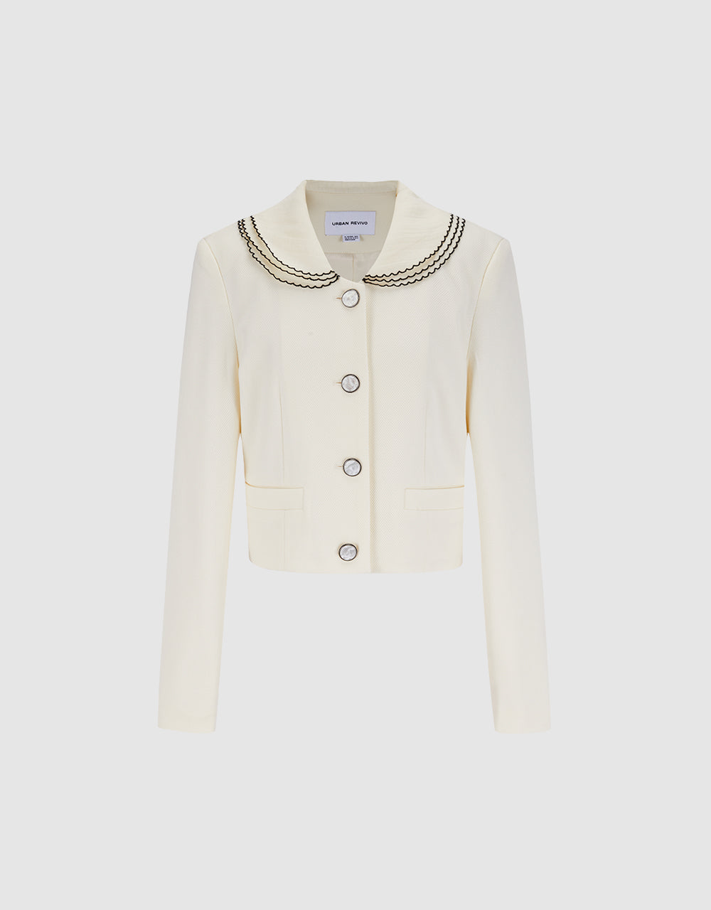 Contrast Trim Cropped Jacket