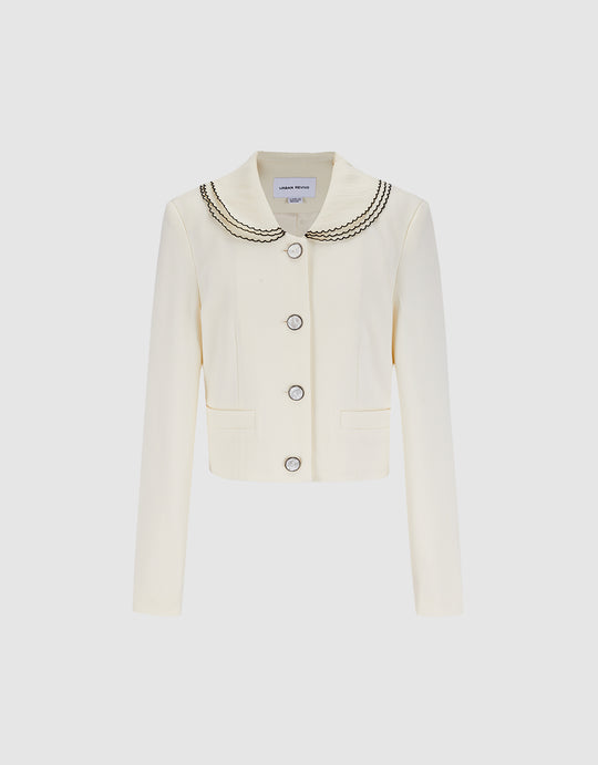 Contrast Trim Cropped Jacket