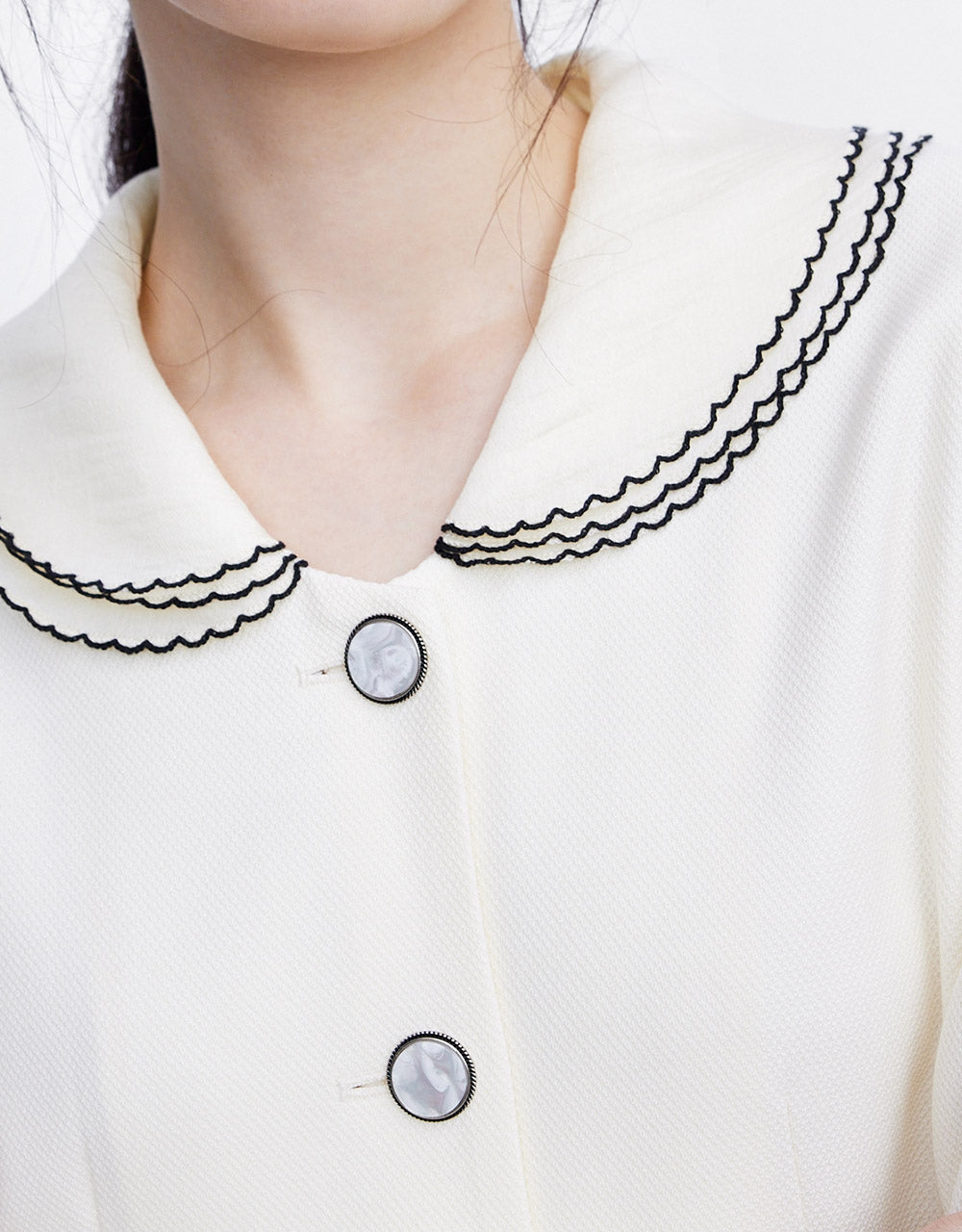 Contrast Trim Cropped Jacket