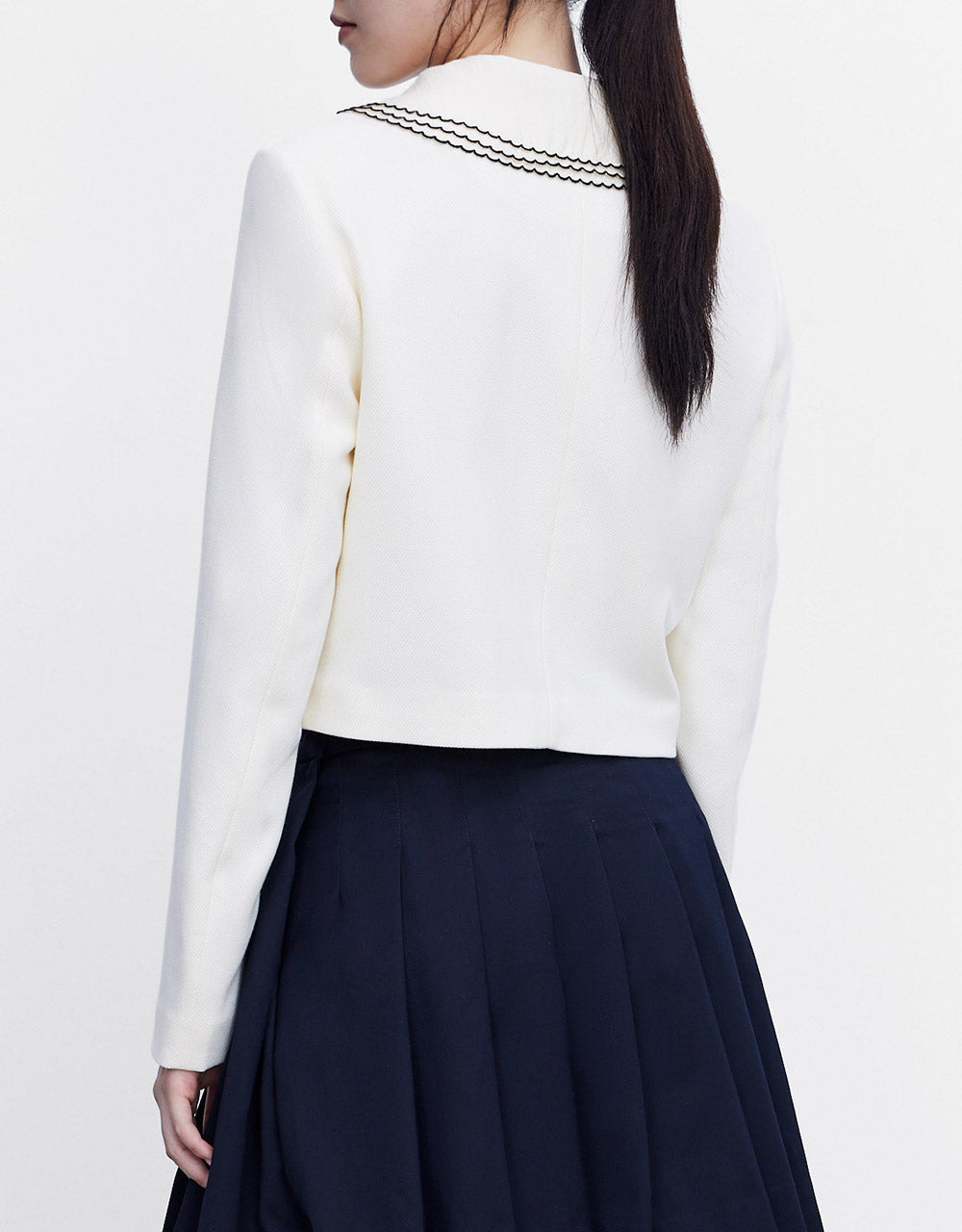 Contrast Trim Cropped Jacket