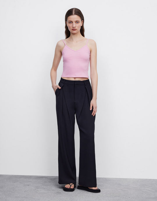 Letter Pleated Straight Pants
