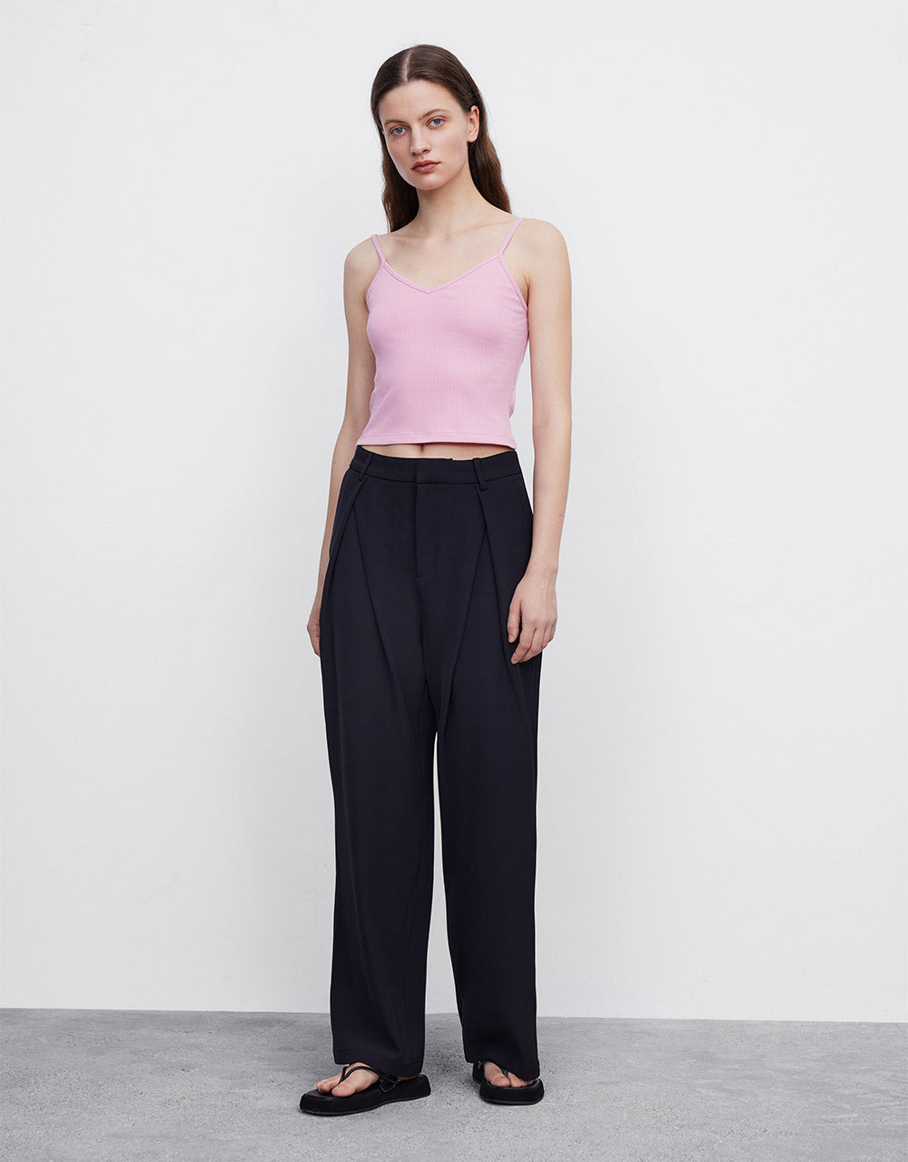 Letter Pleated Straight Pants