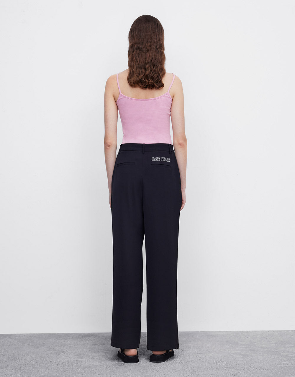 Letter Pleated Straight Pants