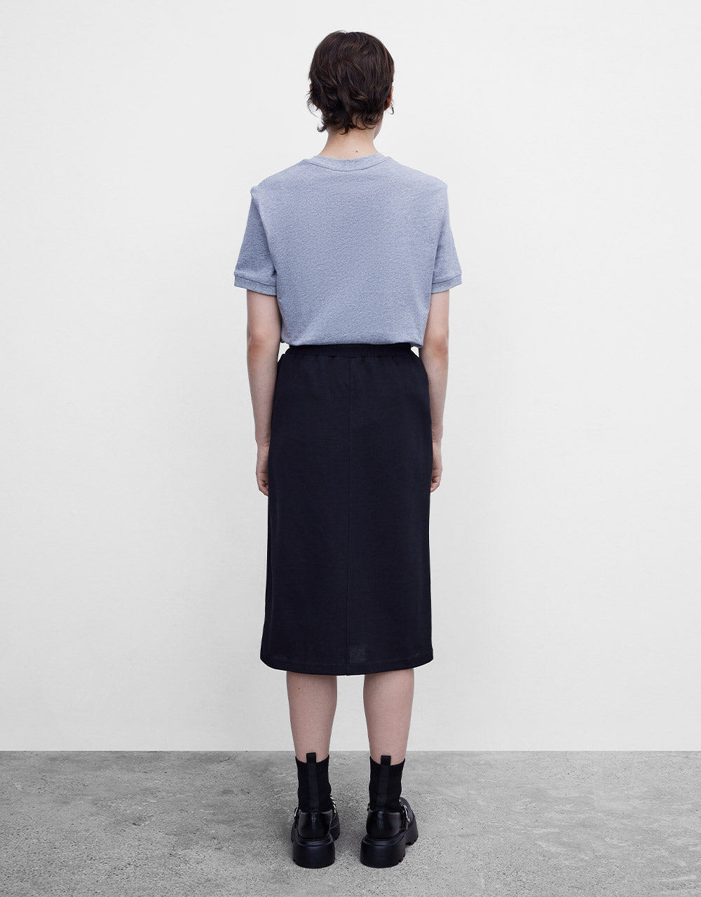 Elastic Waist Midi Skirt