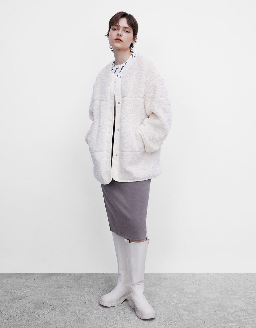 Elastic Waist Midi Skirt