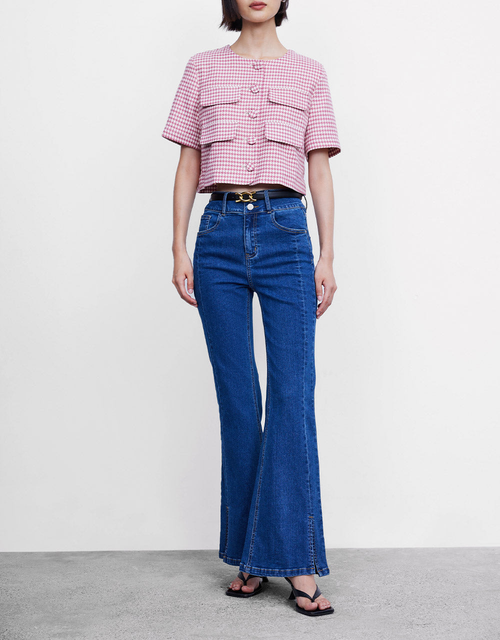 Slit Hem Flare Jeans